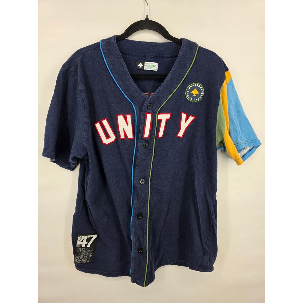 LRG Lifted Research Group Unity Baseball Jersey Navy Blue XL 47 Streetwear